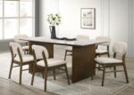 DINHD104D DK Brown Marble Top Dinette w/6 Chairs